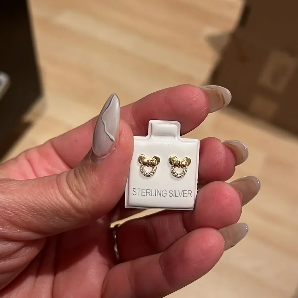 14k gold plated CZ Mouse Bow Earrings